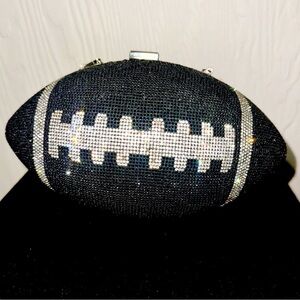 New Embellished Rhinestone Convertible Football Clutch Short and Long Straps